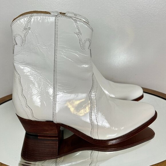 FREE PEOPLE New Frontier Western Bootie in White Leather Size EU 39.5 US 9.5 - Picture 7 of 16